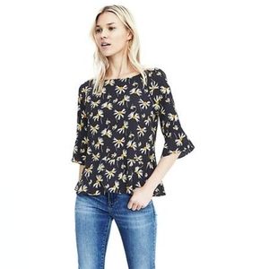 Banana Republic Navy Blue Floral Top